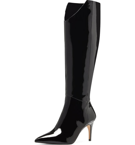 Louise et Cie Kamil Leather Pointed Toe Tall Boots Black Patent Leather Boots