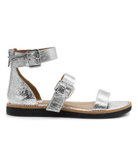 Jane and the Shoe Jenna Silver Leather Fashion Open Toe Ankle Strap Sandals