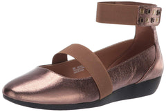 Aerosoles Arcade Bronze Metal Embellished Ankle Slip On Round Toe Mule Wedge