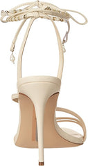 Sam Edelman Scarlette Modern Ivory Ankle Tie Up Leather Stiletto Heeled Sandals