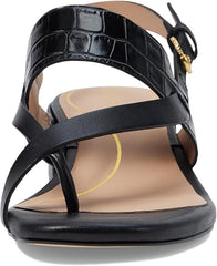 Cole Haan Anica Lux Black Leather Slingback Squared Open Toe Block Heeled Sandal