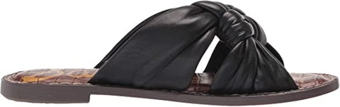 Sam Edelman Garson Black Stylish Cushioned Leather Slip-On Comfort Flat Sandals