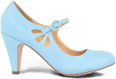 Chase & Chloe Kimmy-21 Round Toe Mary Jane Dress Pumps Serenity Blue Pu