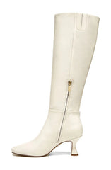 Sam Edelman Leigh 3 Ivory Leather Pointed Toe Spooled Heel Knee High Boots