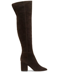Jessica Simpson Pumella Chocolate Leather Pointed Block Heel Over The Knee Boots