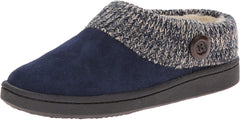 Clarks Women's Knit Scuff Leather Slipper Mules Navy Suede Slide (8, Blue)