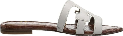 Sam Edelman Bay Bright White Slide Mule Open-Toe Slip-On Leather Flats Sandals