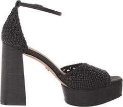 Sam Edelman Nattie Black Block Heel Peep Toe Ankle Strap Fashion Heeled Sandals