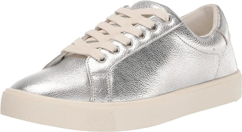 Sam Edelman Ethyl Silver Fashion Leather Lace-Up Rounded Toe Casual Sneakers 5.5