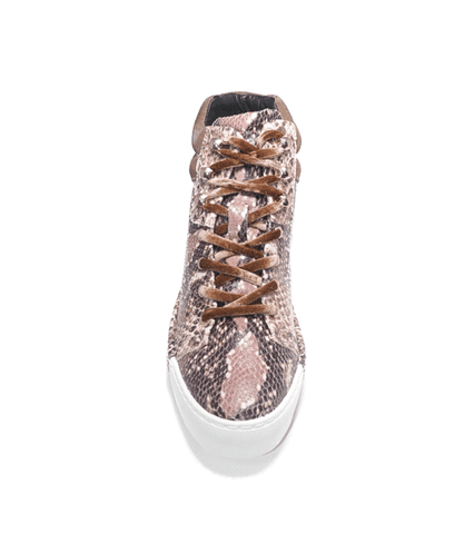 Cecelia New York Silow Leather Platform Lace-up Sneaker Beige Natural Snake
