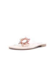 Cape Robbin Frozen Rinestone Mules Slides Sandals Nude Slip ON Flat Clear Mule (8.5, Nude)