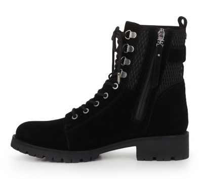 Sam Edelman Jansen Hiker Black Suede Combat Lace Up Rounded Toe Ankle Boots