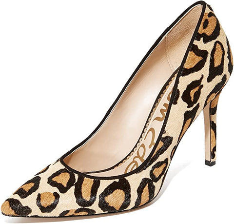 Sam Edelman Hazel New Nude Leopard Stiletto Heel Pointy Toe Slip On Leather Pump
