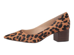 Sole Society Andorra Tan Black Leopard Block Heel Pointed Toe Dress Pumps