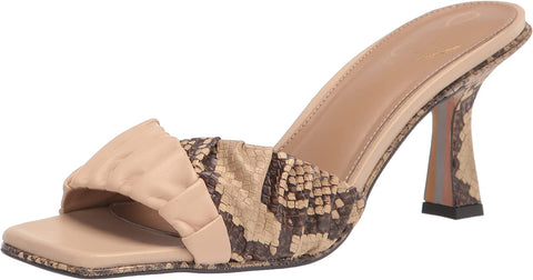 Sam Edelman Kittie Almond/Camel Squared Open Toe Slip On Spool Heeled Sandals