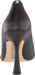 Sam Edelman Hilton Black Spool Heel Pointed Toe Slip On Fashion Leather Pumps