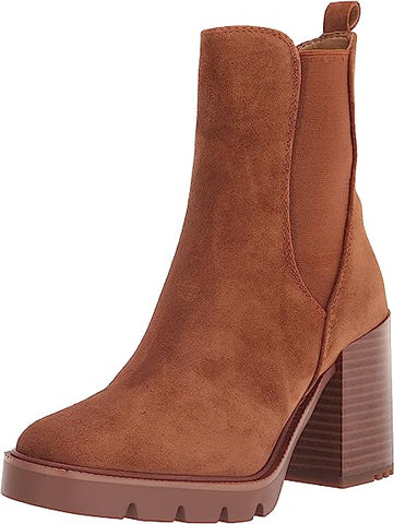 Sam Edelman Rollins Frontier Brown Pull On Rounded Toe Block Heel Chelsea Boots