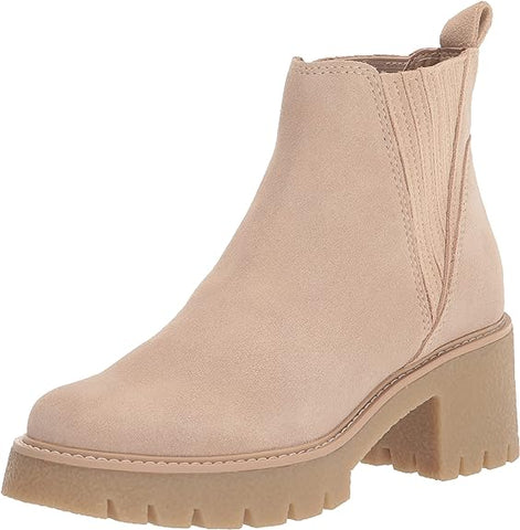 Dolce Vita Harte H2O Dune Suede Pull On Chunky Lugged Block Heel Ankle Boots