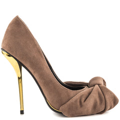 Privileged Valencia Suede Stiletto Heel Adorable Bow Pointed Toe Dress Pumps