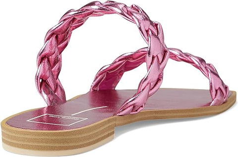 Dolce Vita Indy Magenta Metallic Stella Slip On Square Toe Woven Straps Sandals