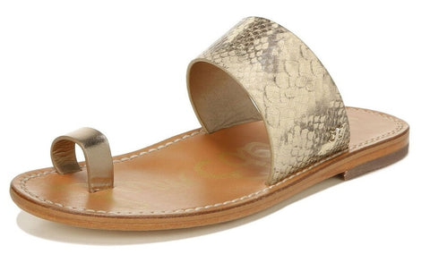 Sam Edelman Maxy Wheat Multi Slip On Snake Embossed Toe Ring Chic Slides Sandals