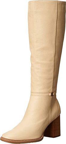 Sam Edelman Elsy Eggshell Rounded Toe Stacked Block Heel Knee High Fashion Boots