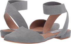 Steve Madden Uptown Grey Suede Pointed Toe Ballet Flat Elastic Ankle