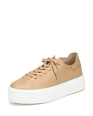 Sam Edelman Pippy Camel Leather Lace-Up Chunky Platform Low Top Flats Sneakers