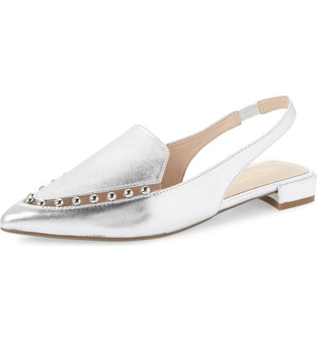 Cecelia New York Cleo Embellished Slingback Pointed Toe Flats SILVER Clear