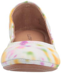 Lucky Brand Emmie Sol Multi White Ballet Leather Flat Slip On Rounded Toe Shoe