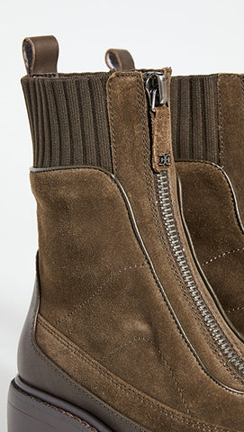 Sam Edelman Leone Alpine Green Front Zipper Round Toe Chelsea Ankle Boots