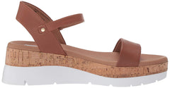 Steve Madden Roselita Cognac Cork Lightweight Ankle Strap Platform Wedge Sandals