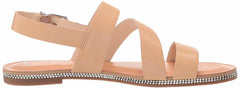 Jessica Simpson Braelyn Flat Sandal Buff Nude Leather Open Toe Flat Sandals