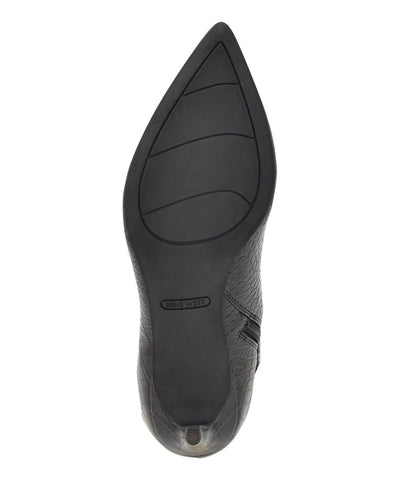 Nine West Ronir Black Croco Pointed Toe Stiletto Heel Knee High Fashion Boots