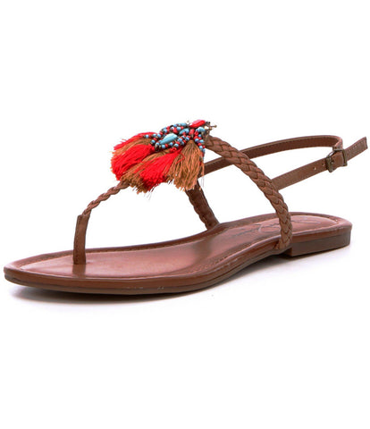 Jessica Simpson Kyran Flat Sandal Burnt Umber Brown Thong Multi Color Sandals