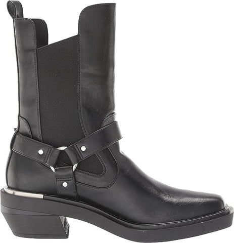 Circus by Sam Edelman Wesley Black Pull On Buckle Detail Square Toe Western Boot