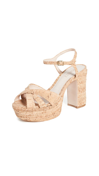 Schutz Darilia Cork Open Toe High Platform Block Heel Ankle Strap Pump Sandal