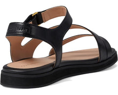 Cole Haan Mirabelle Black Leather Strappy Open Toe Ankle Strap Flats Sandals