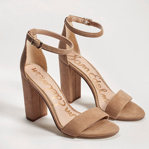 Sam Edelman Yaro Nude Suede Open Toe Adjustable Ankle Strap Heeled Sandals Pumps