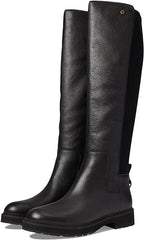 Cole Haan Greenwich Tall Boot Black Leather/Stretch Black Waterproof Boots