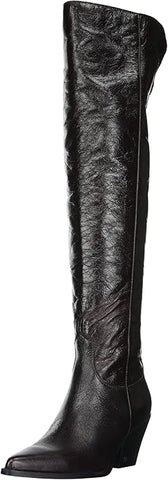 Sam Edelman Julee Dark Espresso Rounded Wedge Heeled Over The Knee Fashion Boots