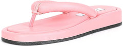 Steve Madden Fango Pink Leather Fashion Slip On Thong Platform Casual Sandals