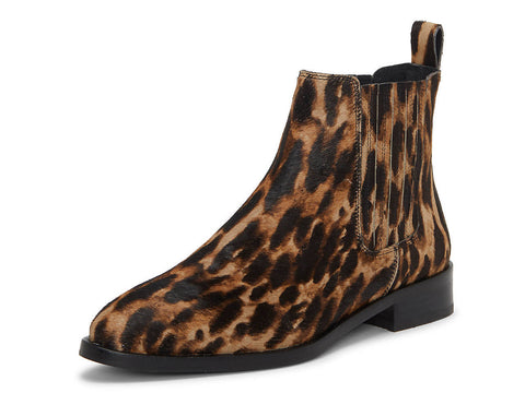 Vince Camuto Haventa Natural Leopard Calf Hair Chelsea Low Block Heel Booties