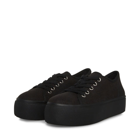 Steve Madden Elore Black Lace-Up Round Closed Toe Textile Fashion Sneakers