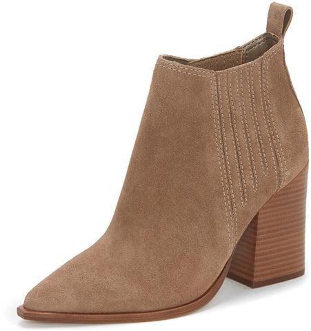 Vince Camuto Gabeena Tuscan Taupe Suede Block Heel Western Style Ankle Booties