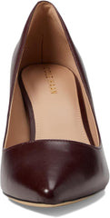 Cole Haan Mylah Bloodstone Leather Block Heeled Pointed Toe Slip On Dress Pumps