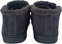 Clarks Grey Suede Leather Sherpa Lined Indoor Outdoor Ankle Bootie Slippers