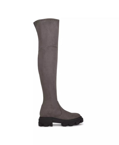 Nine West Cellie2 Dark Gray Suede Fashion Moto Chic Over the Knee Fashion Boots