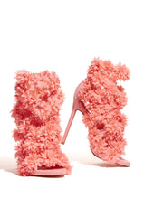 Privledged Earvin Blush Flowery Detail Comfortable Open Stiletto Heeled Sandals