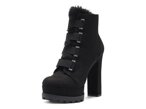 Jessica Simpson IRRENA Platform Combat Black Suede High Platform Ankle Boots